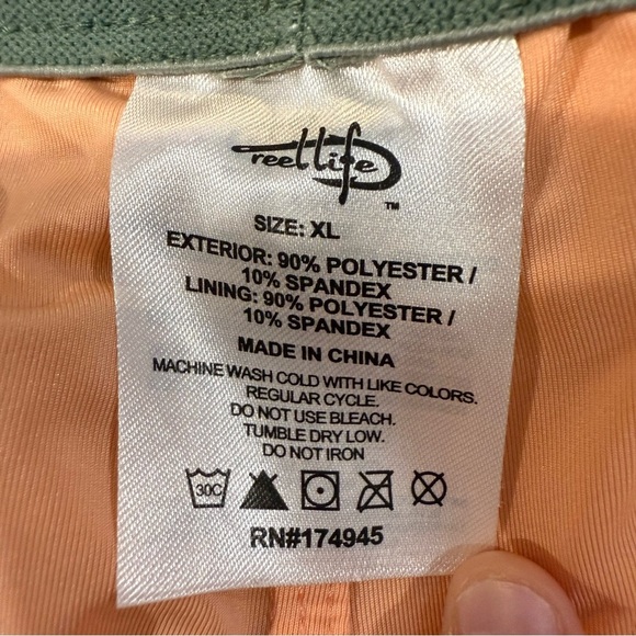 Reel Life Vortex Swim Trunks Lined Floral Mens XL Green/Orange Board Shorts - Picture 5 of 8